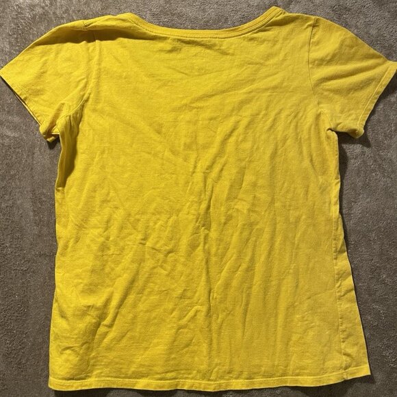 Nike Tshirt Womens Sz Medium Futura Brand Logo Scoop Neck DB2540 Yellow - Picture 2 of 7